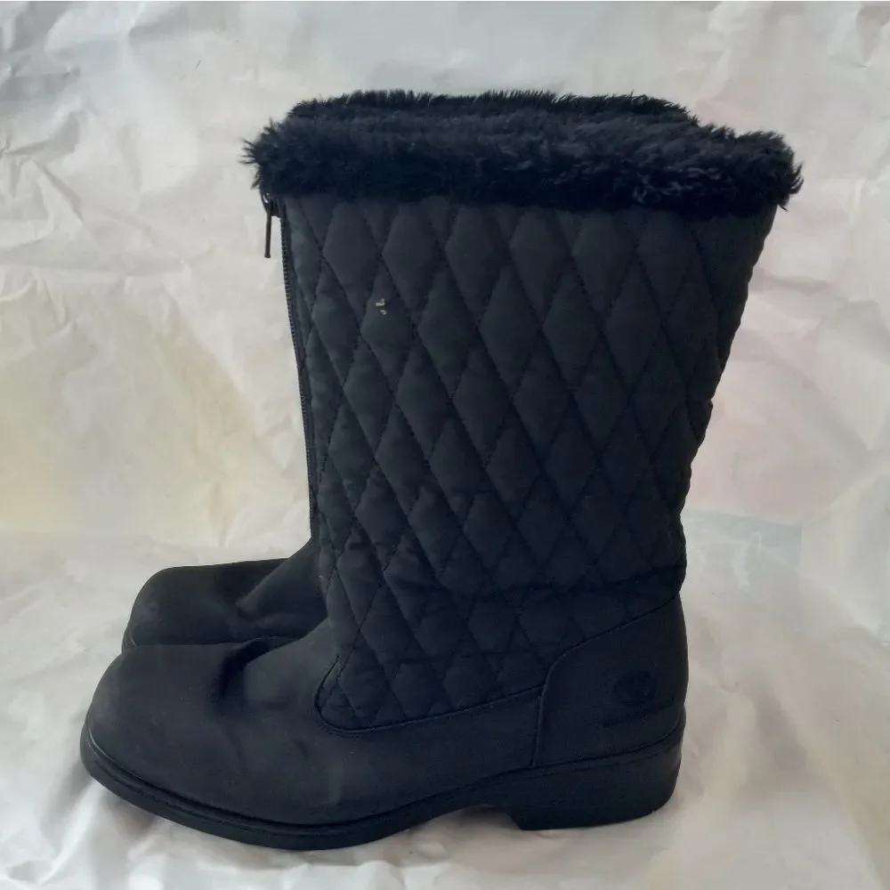 Weatherproof Women's Quilted Black Boots Faux Fur Size 9M